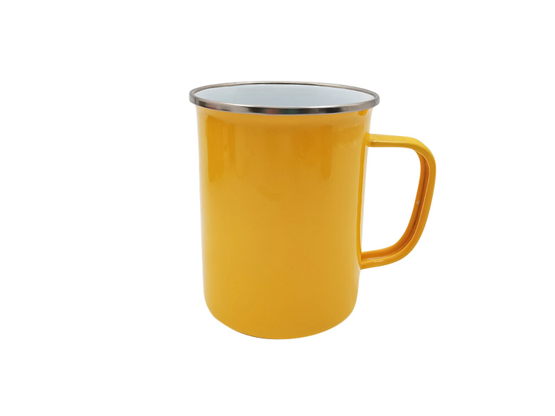 22oz Silver Rim Enamel Mug-Yellow